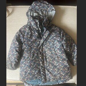 Petit Bateau Girls 6 Parka Anorak Puffer Liberty Print Winter Coat